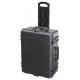 MAX waterproof case with trolley and cubed foams - Mallette MAX noire mousses trolley. L.620xH.460xP.190+60mm