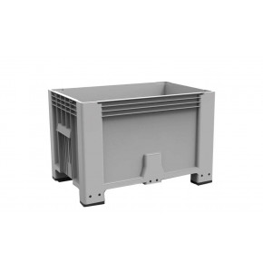 Plastic pallet box solid - KSK - 4 feet - grey  1200x800xH800 mm