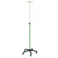 Green Epoxy steel serum stand - 2 nylon safety hooks