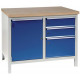 Fixed workbench with multi-ply top L1000mm-Door 1/600-Drawers 2/150-1/300