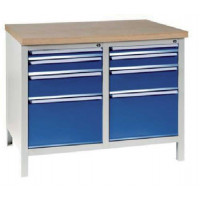 Fixed workbench with multi-ply top L1000 mm -Drawers 1/60-1/90-1/150-1/300