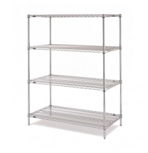 Chrome-plated steel wire shelving with 4 shelves