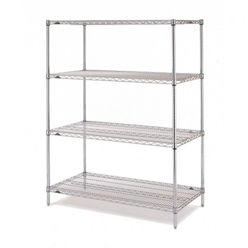 Chrome-plated steel wire shelving with 4 shelves