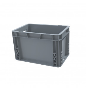 Grey euro-standard full bin - 300 x 200 x 190 mm - Open handles