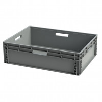 Grey euro-standard full bin - 800 x 600 x 230 mm - Open handles