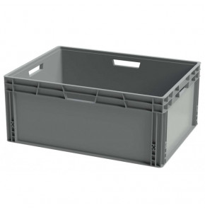 Grey euro-standard full bin - 800 x 600 x 340 mm - Open handles