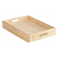Wooden box - 40x30xH6 cm - solid sides