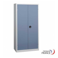 Armoire d'atelier portes battantes bleues - H198 x 100 x P43 cm