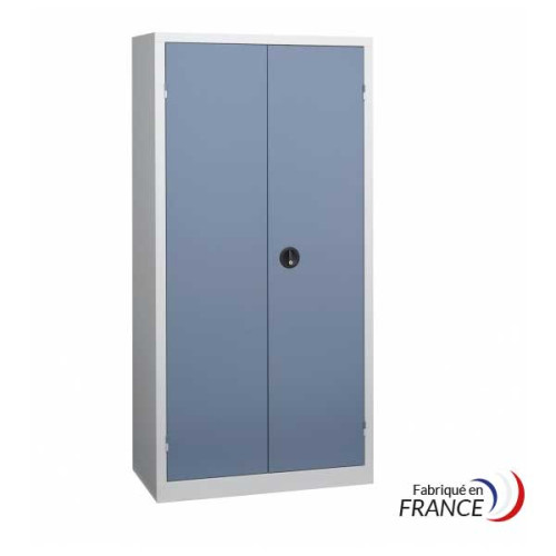 Armoire d'atelier portes battantes bleues - H198 x 120 x P53 cm