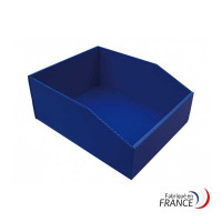 Folding semi open fronted plastic storage box - BB 100 blue