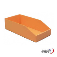 Folding semi open fronted plastic storage box - BB 600 orange