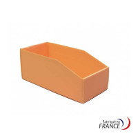 Folding semi open fronted plastic storage box - BB 900 orange
