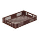 Perforated brown EURO container 600 x 400 x 100 mm - open handles