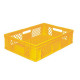 Perforated yellow EURO container 600 x 400 x 150 mm - open handles