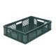 Perforated green EURO container 600 x 400 x 150 mm - open handles