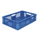Perforated blue EURO container 600 x 400 x 150 mm - open handles