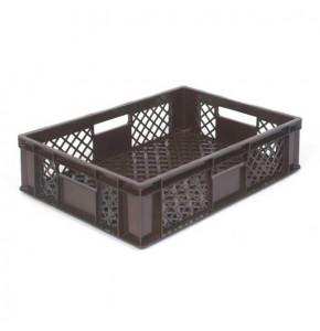 Bac EUROPE ajouré marron 600 x 400 x 150 mm - poignées ouvertes