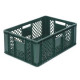 Perforated green EURO container 600 x 400 x 240 mm - open handles
