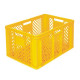 Perforated yellow EURO container 600 x 400 x 320 mm - open handles