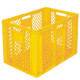 Perforated yellow EURO container 600 x 400 x 410 mm - open handles