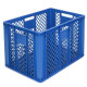 Perforated blue EURO container 600 x 400 x 410 mm - open handles