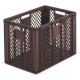 Perforated brown EURO container 600 x 400 x 410 mm - open handles