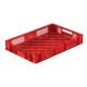 Perforated red EURO container 600 x 400 x 90 mm - open handles