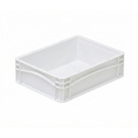 White solid plastic crate 400x300x120 mm