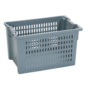 Stackable nestable bin with perforated walls and solid base - 600 x 400 x H350 - Grey