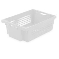 Bac gerbable emboitable ajouré - 600 x 400 x H200 mm - Blanc