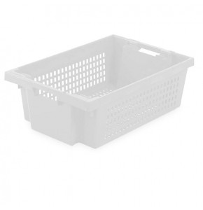 Bac gerbable emboitable ajouré - 600 x 400 x H200 mm - Blanc