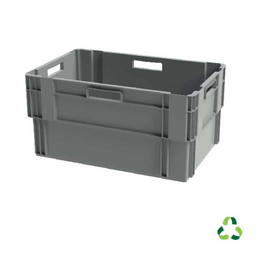 Grey solid stack & nest container - 600x400xH300