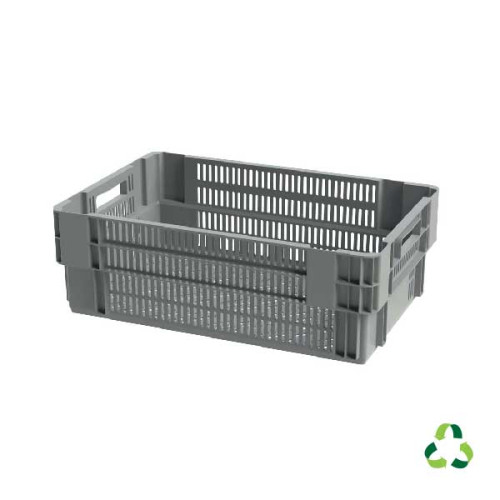 Bac gerbable emboitable ajouré - 600x400xH200 - gris