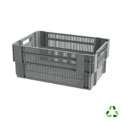 Bac gerbable emboitable ajouré - 600x400xH250 - gris