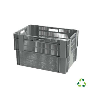 Grey ventilated stack & nest containers - 600x400xH360