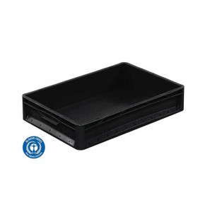 Bac plein basicline noir en polypropylène recyclé - 600x400x120 mm