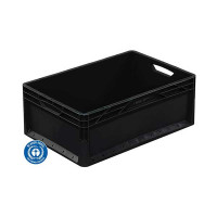 Black recycled polypropylene container - 600x400x220 mm