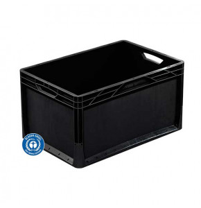 Bac plein basicline noir en polypropylène recyclé - 600x400x320 mm