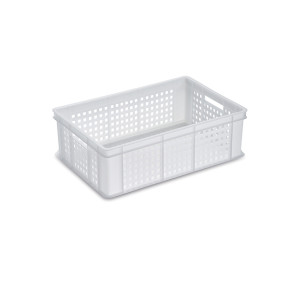 White HDPE openwork bin - 60x40x19 cm