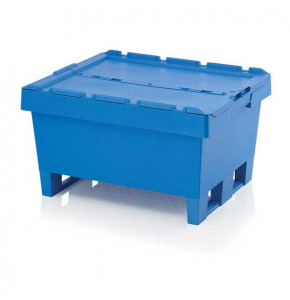 Reusable transport bin with lid and 2 skids - MBD 8632K - 800x600x440 mm