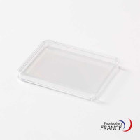 Boîte rectangulaire V20-14 en polystyrène cristal - 72 x 58 x 6 mm