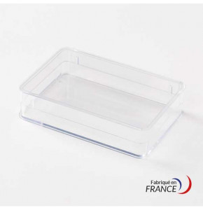 Boîte rectangulaire V20-15 en polystyrène cristal - 77 x 48 x 15 mm