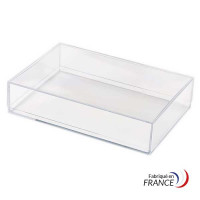 Boîte rectangulaire V20-38 en polystyrène cristal - 185 x 125 x 40 mm