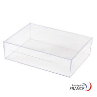 Boîte rectangulaire V20-44 en polystyrène cristal - 250 x 180 x 65 mm