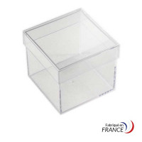 Boîte carrée V20-50 en polystyrène cristal - 93 x 93 x 90 mm