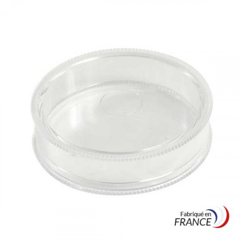 Boite plastique PP ronde transparente avec couvercle 250ml 120mm H102mm