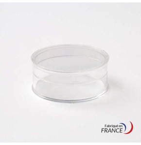 Boîte ronde V21-13 en polystyrène cristal - 48 x H18 mm