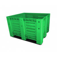 Caisse-palette PEHD ajourée verte - 1200x1000xH750 mm
