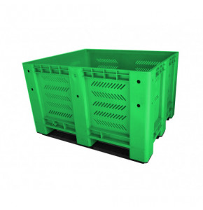 Green openwork HDPE pallet box - 1200x1000xH750 mm