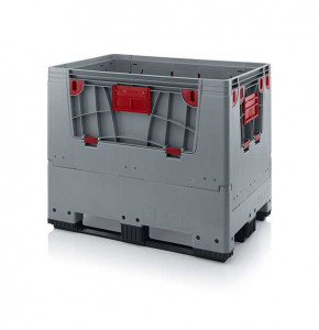 Foldable pallet box with flaps and 3 skids - KLK 1208K - 1200x800x1000 mm